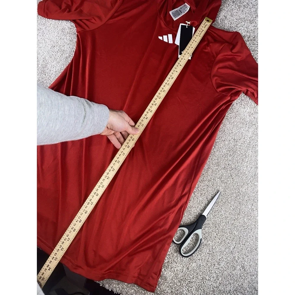 Adidas Aero Ready Short Sleeve Hoodie Pullover Mens LT (LT2) Red Performance Gym
